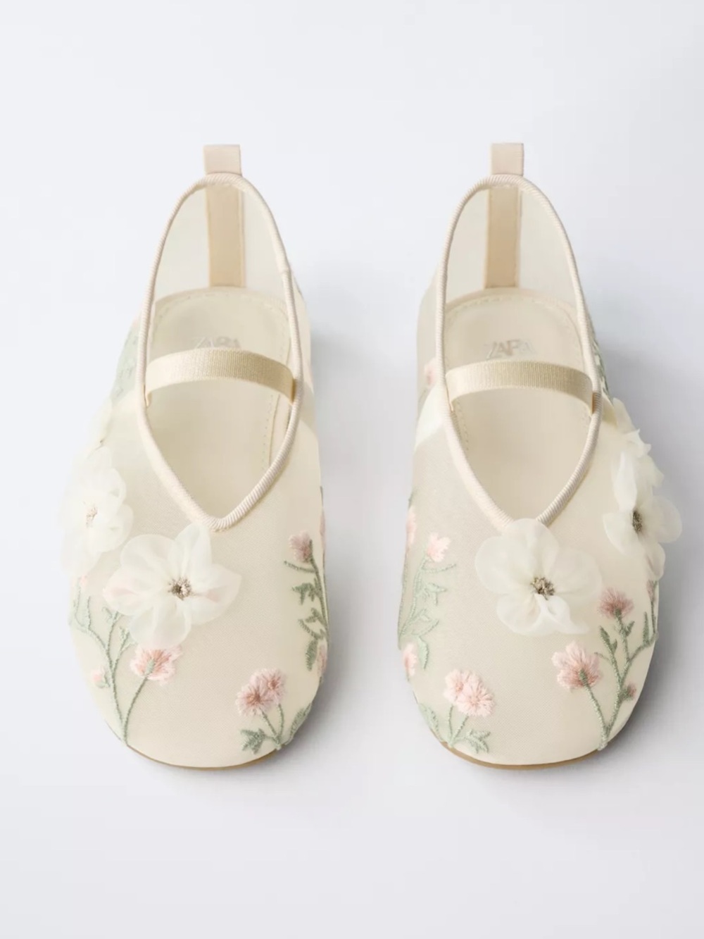 NWT Zara Embroidered Floral Ballet Flats